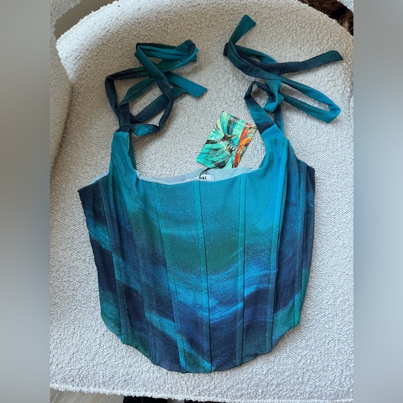 NWT Farai London Nola Corset and Maxi Skirt Set in Blue Multi size XS - Picture 6 of 9